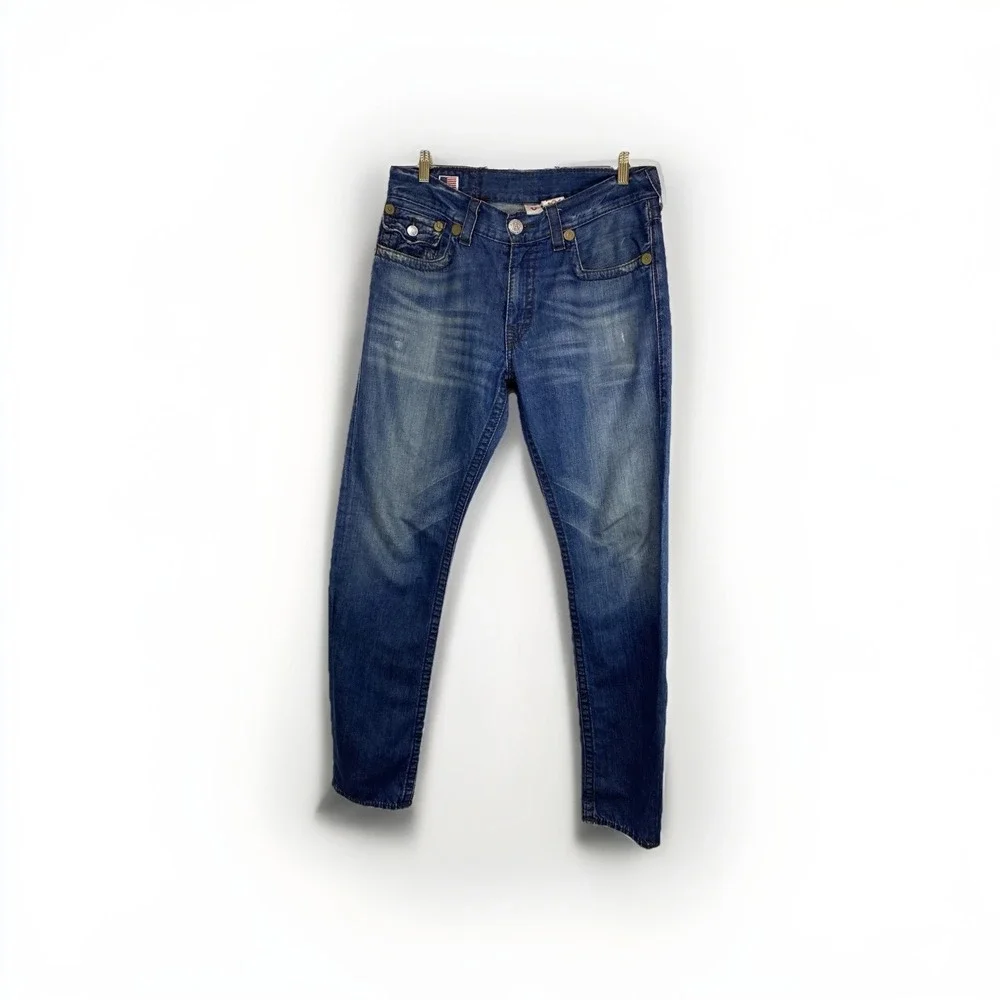 True Religion‎ Ricky Big T Jeans VTG White Stitch RARE Size 36 USA Flap Pocket